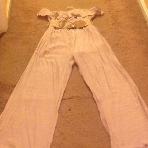 Women's Linen Material Strapless Jumpsuit